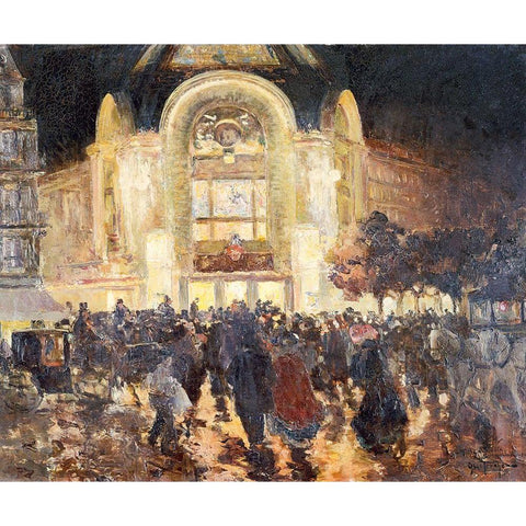 The Gaumont Palace cinema-place de Clichy White Modern Wood Framed Art Print by Abel-Truchet, Louis