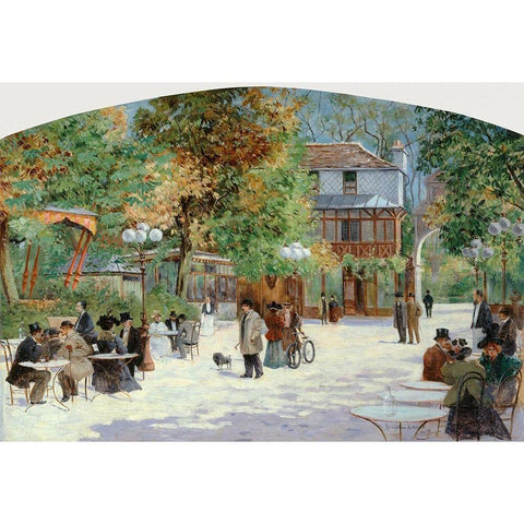 At the Chalet du Chateau de Madrid-in the Bois de Boulogne Gold Ornate Wood Framed Art Print with Double Matting by Abel-Truchet, Louis