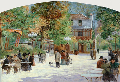 At the Chalet du Chateau de Madrid-in the Bois de Boulogne White Modern Wood Framed Art Print with Double Matting by Abel-Truchet, Louis