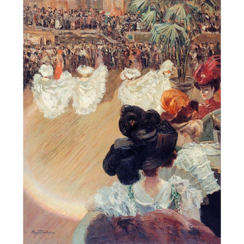 Quadrille at the Tabarin Ball White Modern Wood Framed Art Print by Abel-Truchet, Louis