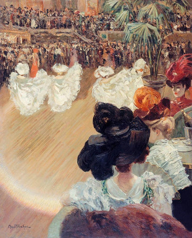 Quadrille at the Tabarin Ball White Modern Wood Framed Art Print with Double Matting by Abel-Truchet, Louis