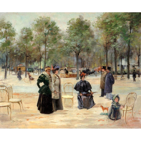 To the Champs Elysees White Modern Wood Framed Art Print by Abel-Truchet, Louis