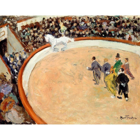 The Medrano circus-boulevard Rochechouard White Modern Wood Framed Art Print by Abel-Truchet, Louis