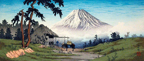 Otome Pass-Hakone Black Ornate Wood Framed Art Print with Double Matting by Takahashi, Hiroaki