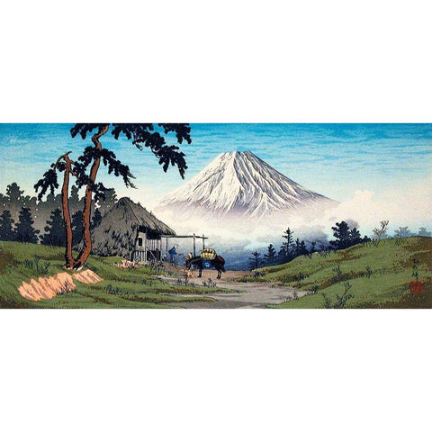 Otome Pass-Hakone Black Modern Wood Framed Art Print with Double Matting by Takahashi, Hiroaki