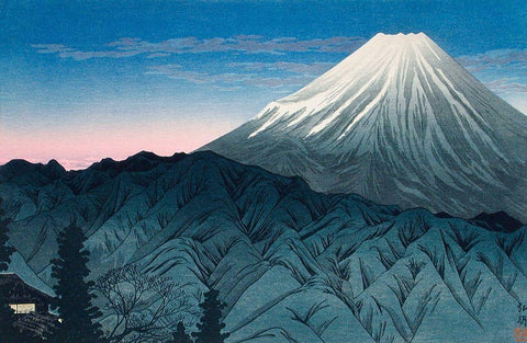 Mount Fuji From Hakone White Modern Wood Framed Art Print with Double Matting by Takahashi, Hiroaki