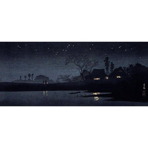 Starry Night Black Modern Wood Framed Art Print with Double Matting by Takahashi, Hiroaki