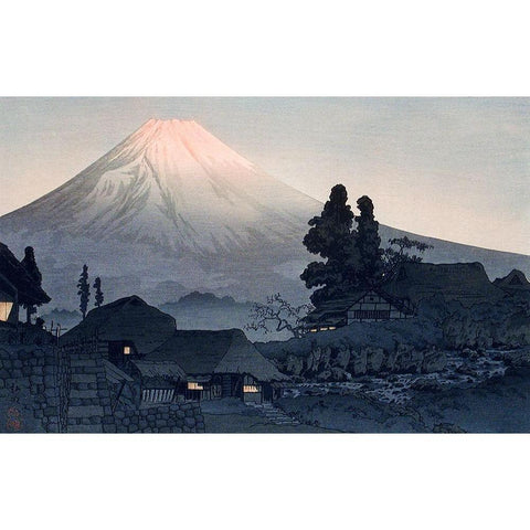 Mount Fuji From Mizukubo Gold Ornate Wood Framed Art Print with Double Matting by Takahashi, Hiroaki