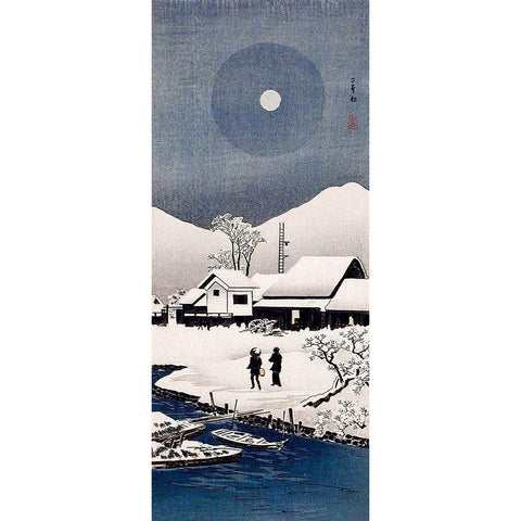 Snow at Nipponmatsu Gold Ornate Wood Framed Art Print with Double Matting by Takahashi, Hiroaki