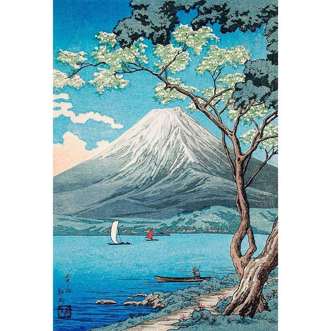 Mount Fuji from Lake Yamanaka Black Modern Wood Framed Art Print with Double Matting by Takahashi, Hiroaki