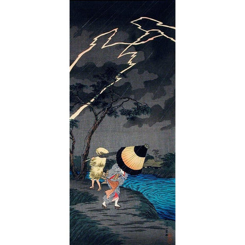 Thunderstorm at Tateishi Black Modern Wood Framed Art Print by Takahashi, Hiroaki
