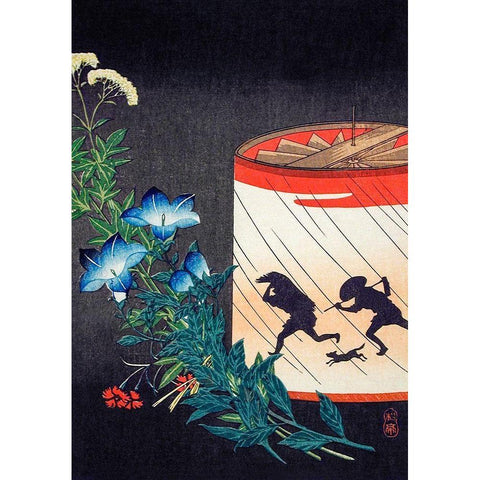 Bellflower and Lantern Gold Ornate Wood Framed Art Print with Double Matting by Takahashi, Hiroaki