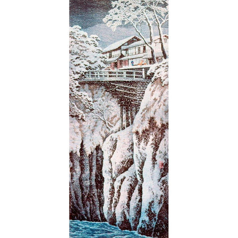 Koshu Monkey Bridge White Modern Wood Framed Art Print by Takahashi, Hiroaki