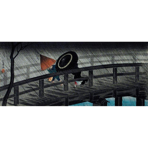 Rain on Izumi Bridge White Modern Wood Framed Art Print by Takahashi, Hiroaki