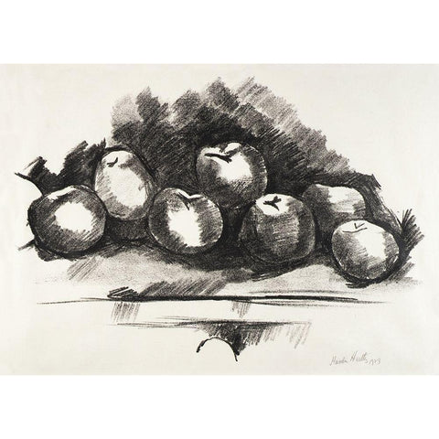 Apples on Table White Modern Wood Framed Art Print by Hartley, Marsden