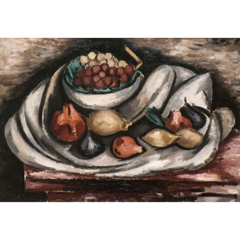 Still Life with Compote and Fruit Black Modern Wood Framed Art Print with Double Matting by Hartley, Marsden