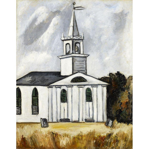 Church at Head Tide White Modern Wood Framed Art Print by Hartley, Marsden