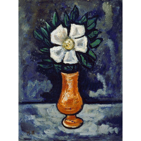 White Flower Black Modern Wood Framed Art Print with Double Matting by Hartley, Marsden