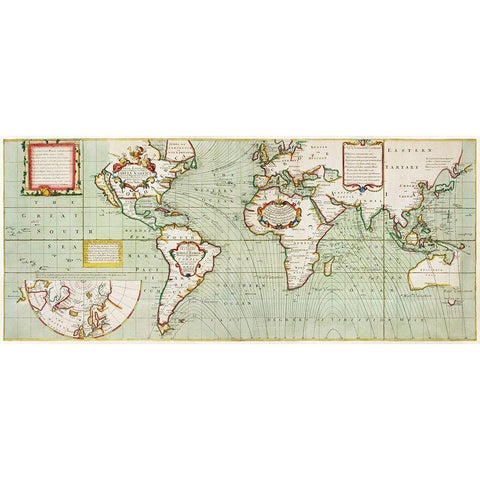 Nova and accuratissima totius terrarum Anno 1700 Black Modern Wood Framed Art Print with Double Matting by Thornton, Samuel