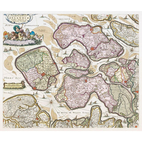 Map of Zeeland White Modern Wood Framed Art Print by Vintage Maps