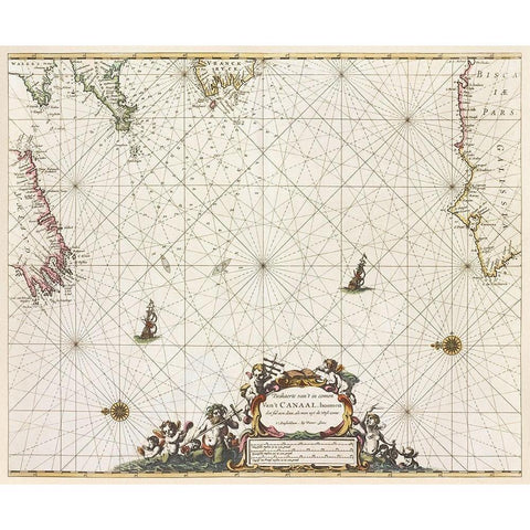 Paskaert vant in comen vant Canaal Gold Ornate Wood Framed Art Print with Double Matting by Goos, Pieter