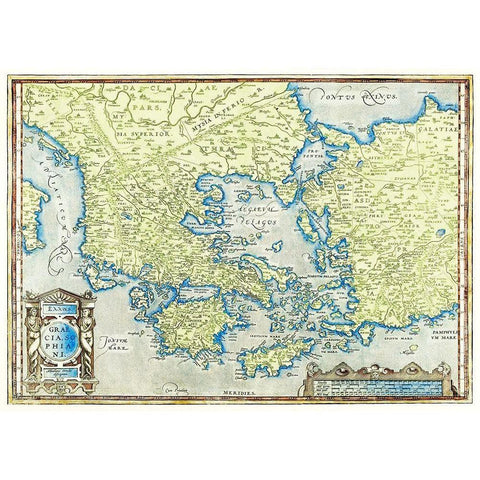 Map of Greece White Modern Wood Framed Art Print by Ortelius, Abraham