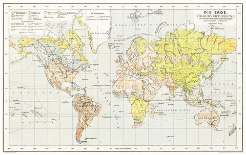 The Earth a general geography and area 1896 White Modern Wood Framed Art Print with Double Matting by Heiderich, Franz