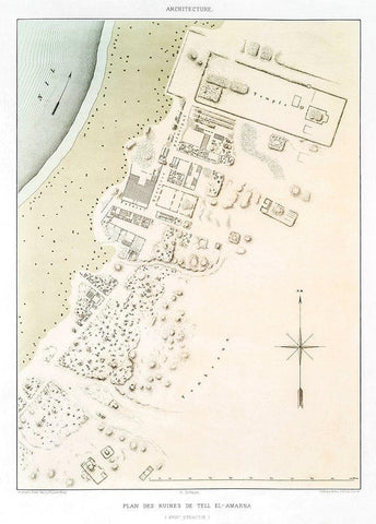Plan of the ruins of Tell el Amarna 1878 White Modern Wood Framed Art Print with Double Matting by d Avennes, Emile Prisse
