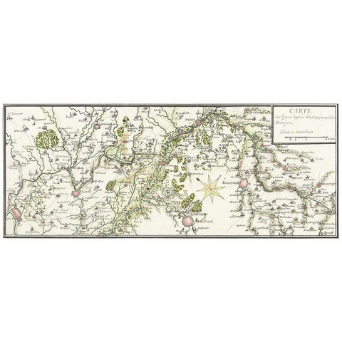 Drawn map of the French lines in Brabant White Modern Wood Framed Art Print by Vintage Maps