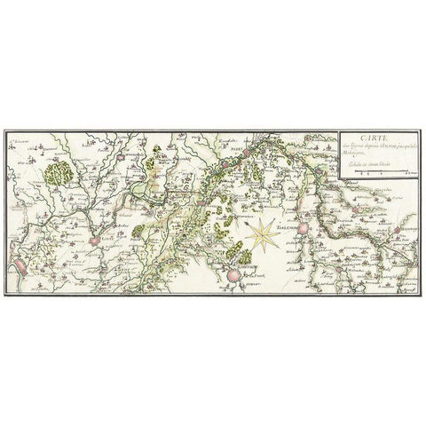 Drawn map of the French lines in Brabant Black Modern Wood Framed Art Print by Vintage Maps