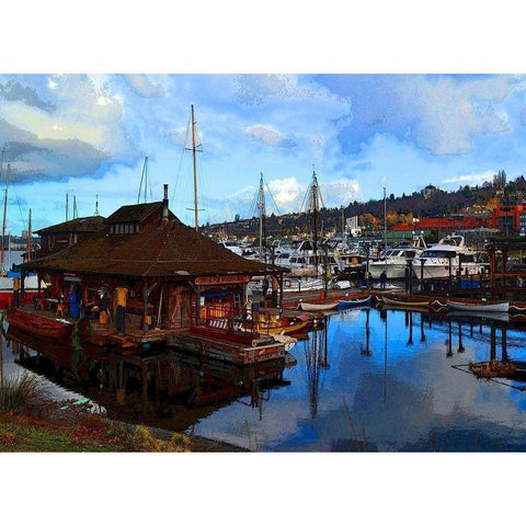 Boats for Sale Black Modern Wood Framed Art Print with Double Matting by Ghanooni, Sarah