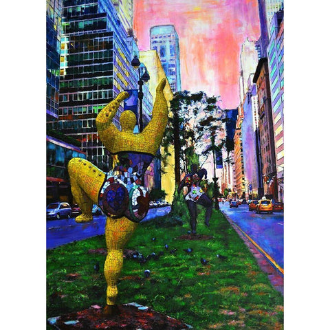 Dancing in the Street White Modern Wood Framed Art Print by Ghanooni, Sarah