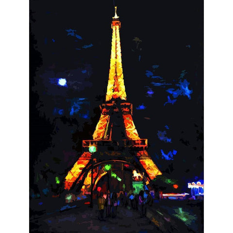 Eiffel Lights White Modern Wood Framed Art Print by Ghanooni, Sarah