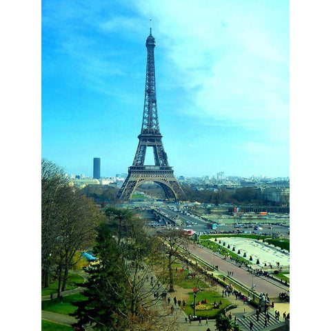 Eiffel Tower Skies White Modern Wood Framed Art Print by Ghanooni, Sarah