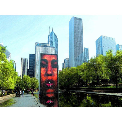 Millenium Park Black Modern Wood Framed Art Print by Ghanooni, Sarah