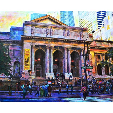 New York Library White Modern Wood Framed Art Print by Ghanooni, Sarah