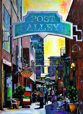 Post Alley White Modern Wood Framed Art Print with Double Matting by Ghanooni, Sarah