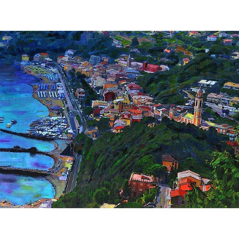 Seaside in Italy White Modern Wood Framed Art Print by Ghanooni, Sarah