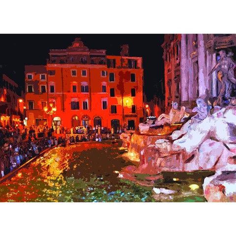 Trevi Fountain White Modern Wood Framed Art Print by Ghanooni, Sarah