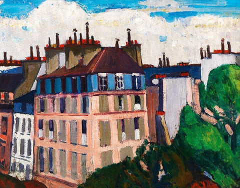 Rooftops-Paris White Modern Wood Framed Art Print with Double Matting by Sayen, Henry Lyman