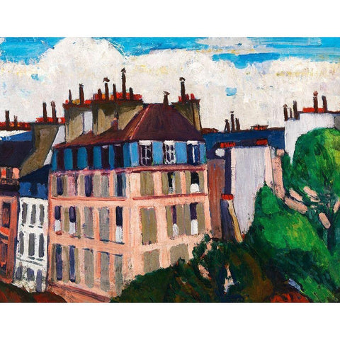 Rooftops-Paris Black Modern Wood Framed Art Print by Sayen, Henry Lyman