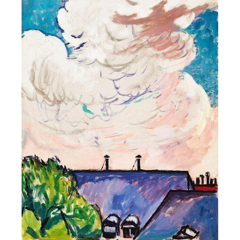 Clouds White Modern Wood Framed Art Print by Sayen, Henry Lyman