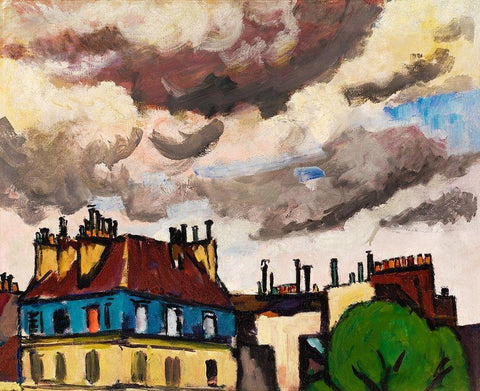 Rooftops and Clouds-Paris Black Ornate Wood Framed Art Print with Double Matting by Sayen, Henry Lyman