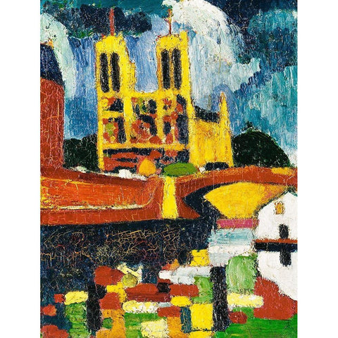 Notre Dame White Modern Wood Framed Art Print by Sayen, Henry Lyman