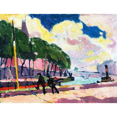 On the Banks of the Seine White Modern Wood Framed Art Print by Sayen, Henry Lyman