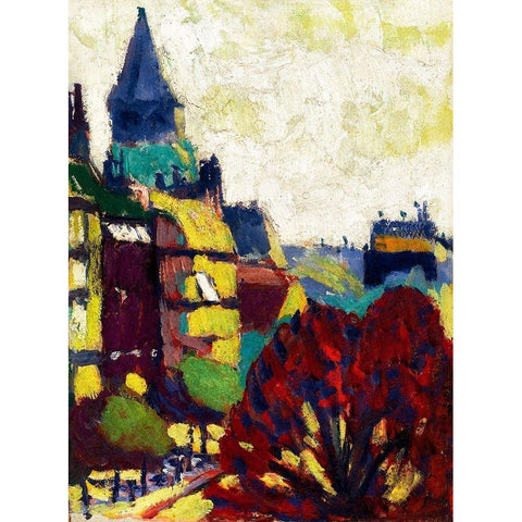 St Germain des Pres Black Modern Wood Framed Art Print with Double Matting by Sayen, Henry Lyman