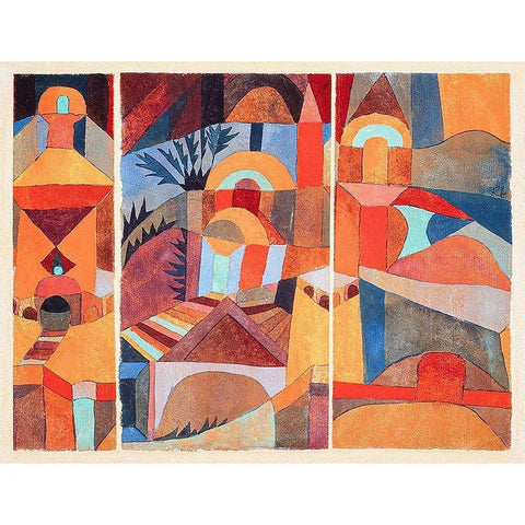 Temple Gardens Black Modern Wood Framed Art Print with Double Matting by Klee, Paul