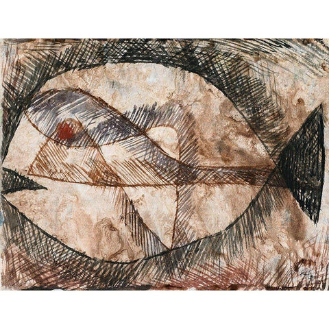 CC Fisch Gold Ornate Wood Framed Art Print with Double Matting by Klee, Paul