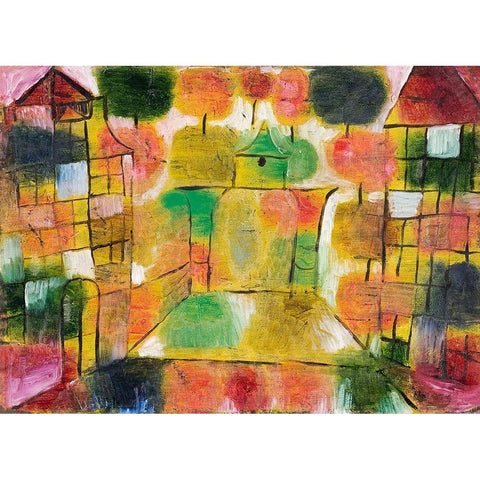 Tree and Architecture-Rhythms White Modern Wood Framed Art Print by Klee, Paul