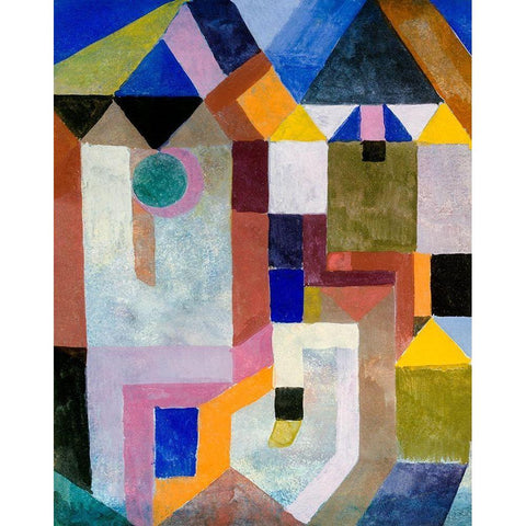 Colorful Architecture Black Modern Wood Framed Art Print with Double Matting by Klee, Paul